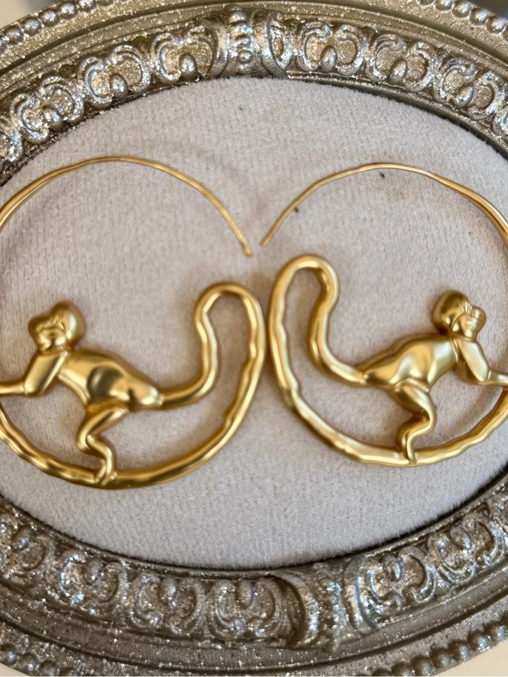 Tory Burch Call of the Wild 2” Diam. Gold Monkey Hoop Earrings
